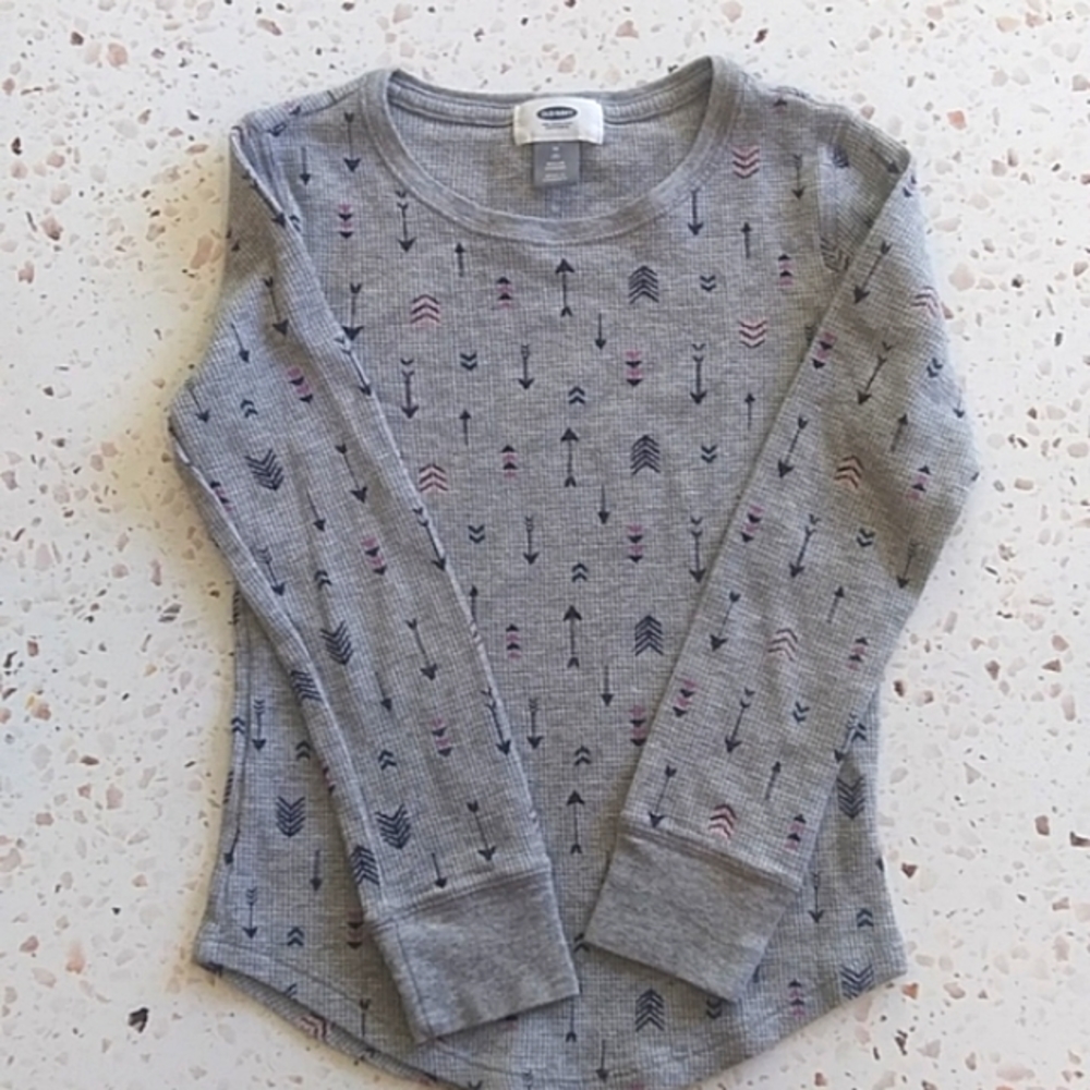Old Navy | Heather Gray Printed Arrows Thermal Knit Long Sleeve T-Shirt | M